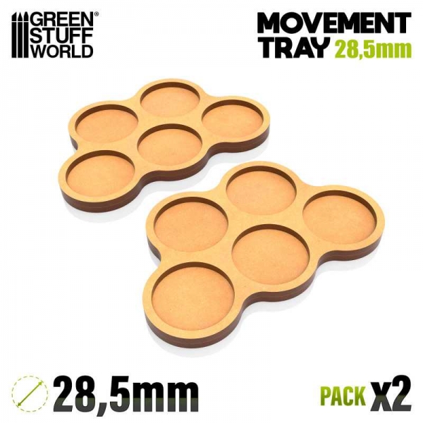 Green Stuff World: MDF Movement Trays 28,5mm x5 - Skirmish