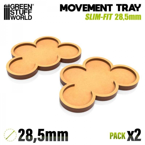 Green Stuff World: MDF Movement Trays 28,5mm x5 - SLIM-FIT