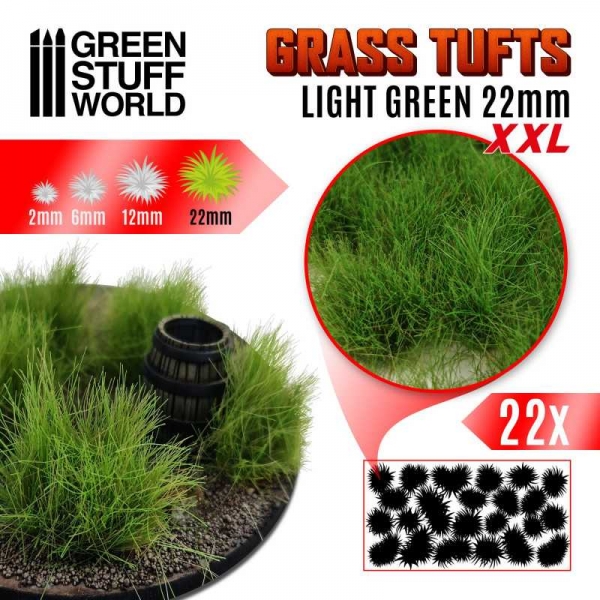Green Stuff World: Grass TUFTS XXL - 22mm self-adhesive - LIGHT GREEN