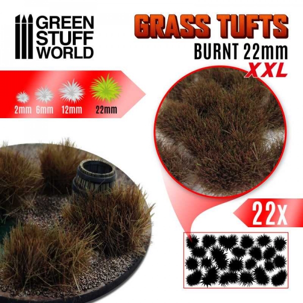 Green Stuff World: Grass TUFTS XXL - 22mm self-adhesive - BURNT