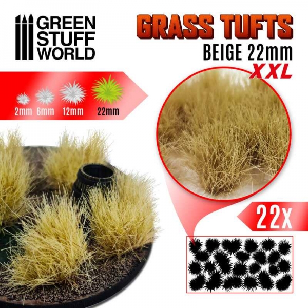 Green Stuff World: Grass TUFTS XXL - 22mm self-adhesive - BEIGE