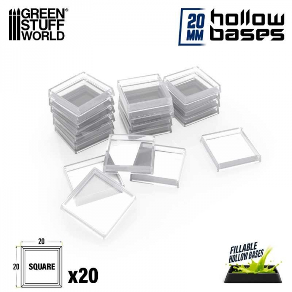 Green Stuff World: Plastic CLEAR Square Hollow Base 20mm