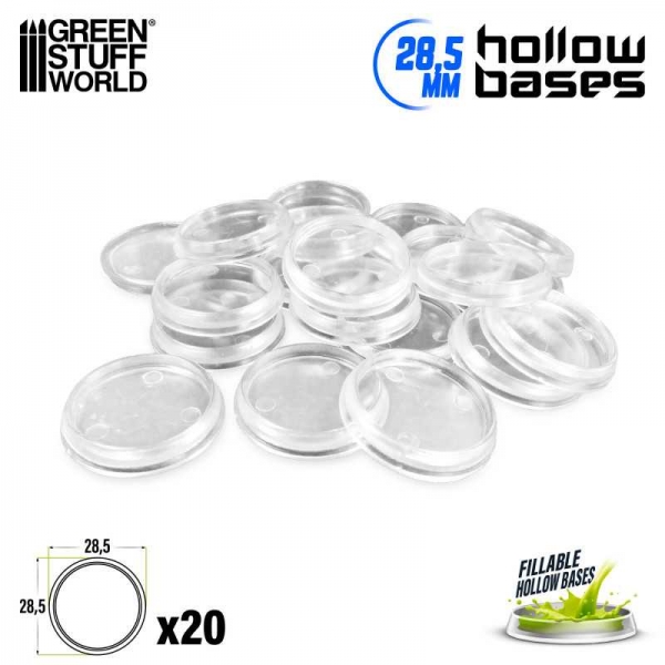 Green Stuff World: Transparent Hollow Plastic Bases - ROUND 28,5mm