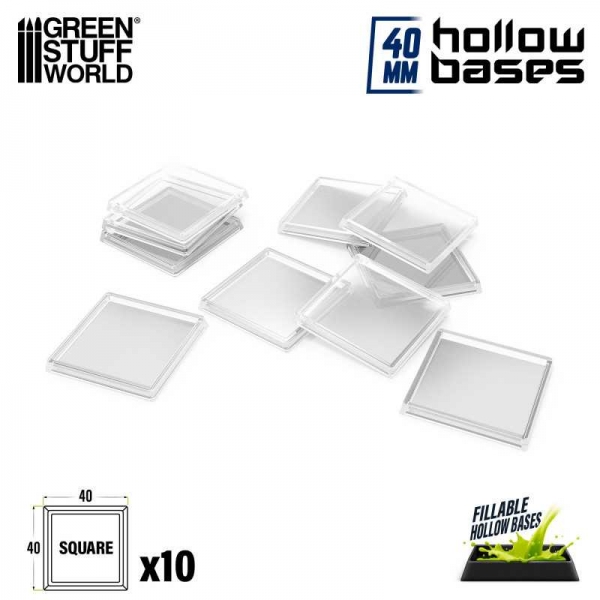 Green Stuff World: Plastic CLEAR Square Hollow Base 40mm