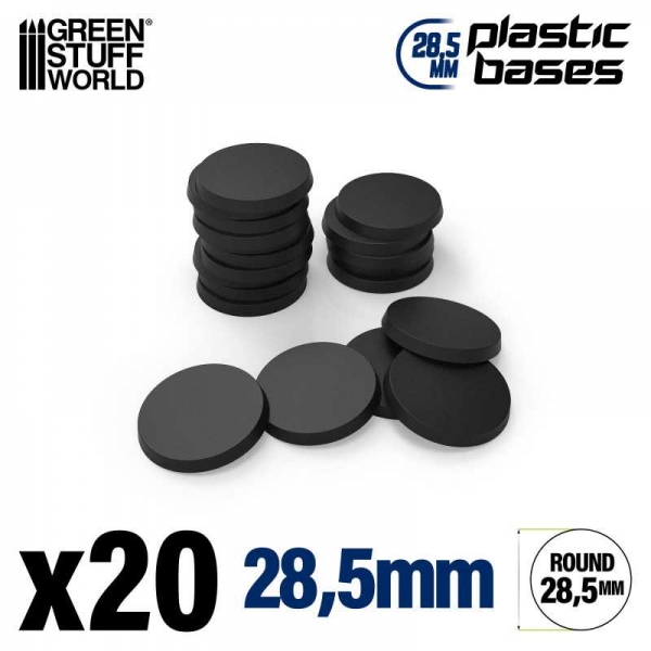 Green Stuff World: Plastic Bases - Round 28.5mm BLACK
