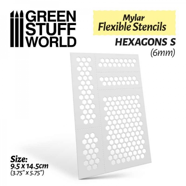 Green Stuff World: Flexible Stencils - HEXAGONS S (6mm)