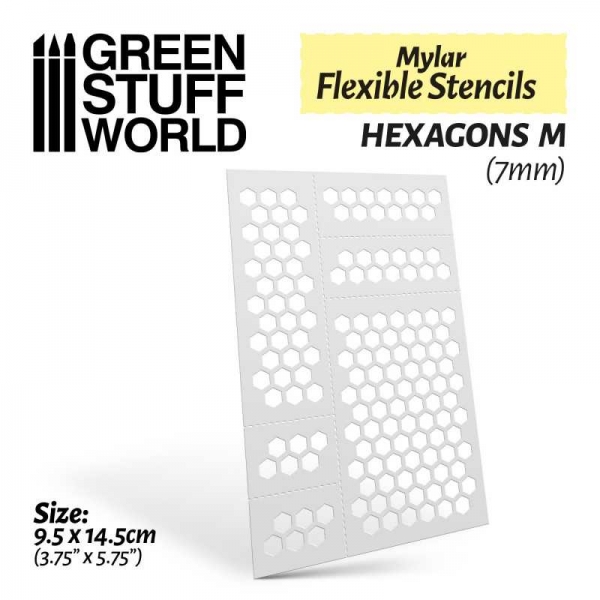 Green Stuff World: Flexible Stencils - HEXAGONS M (7mm)