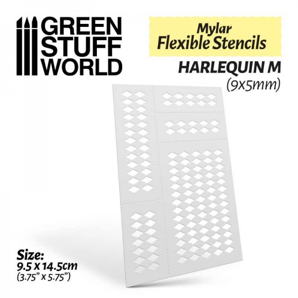 Green Stuff World: Flexible Stencils - HARLEQUIN M (9x5mm)