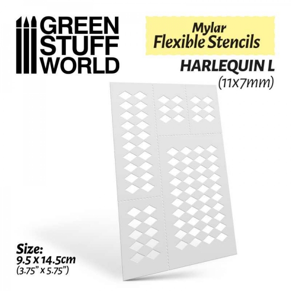 Green Stuff World: Flexible Stencils - HARLEQUIN L (11x7mm)