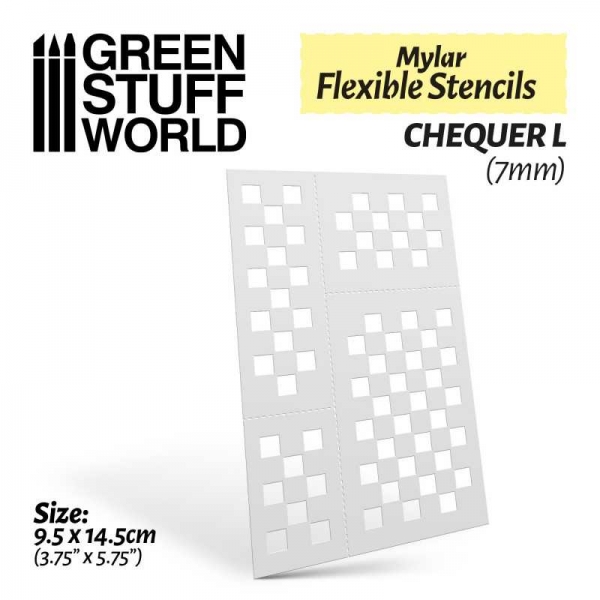 Green Stuff World: Flexible Stencils - CHEQUER L (7mm)