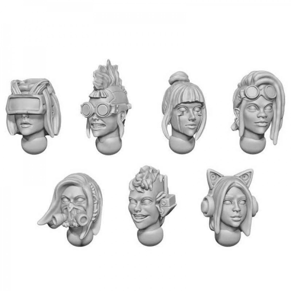 Green Stuff World: Female Heads 1:48 CYBERPUNK