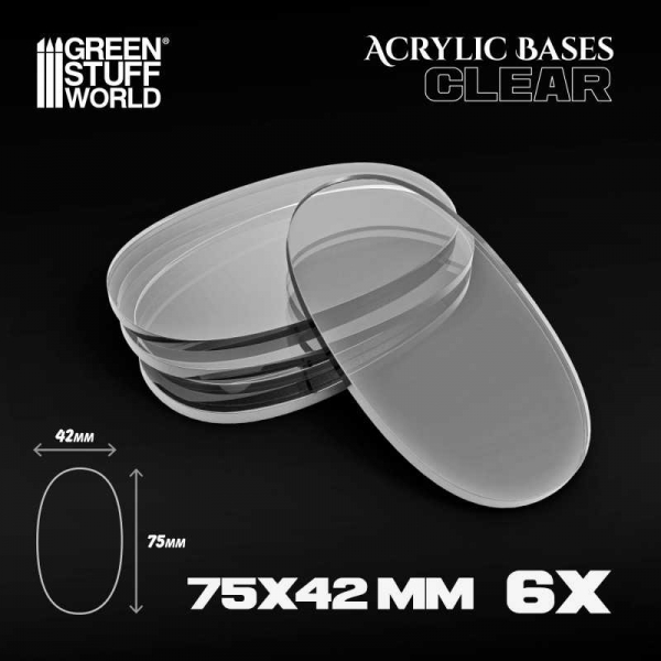 Green Stuff World: Acrylic Bases - Oval Pill 75x42mm CLEAR