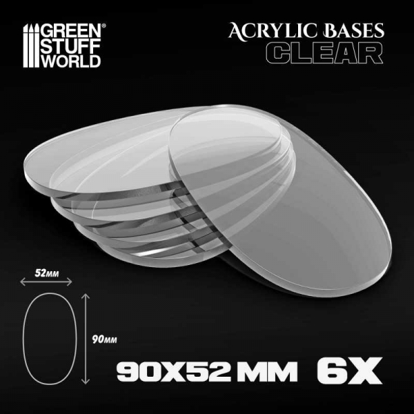 Green Stuff World: Acrylic Bases - Oval Pill 90x52mm CLEAR