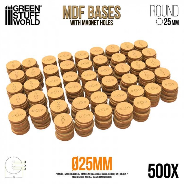 Green Stuff World: MDF Bases - Round 25 mm (Pack x500)