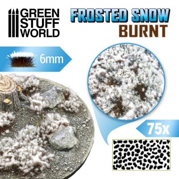 Green Stuff World: Shrubs TUFTS - 6mm FROSTED SNOW - BURNT