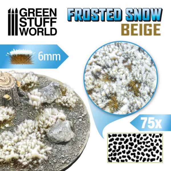 Green Stuff World: Shrubs TUFTS - 6mm FROSTED SNOW - BEIGE