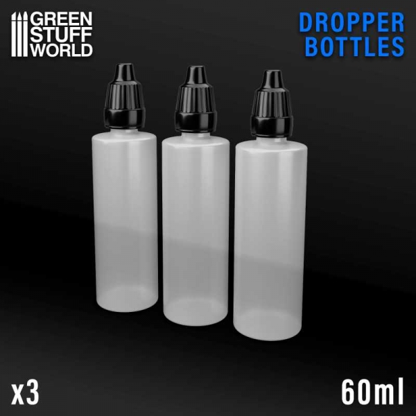 Green Stuff World: Dropper Bottles 60ml - Pack x3
