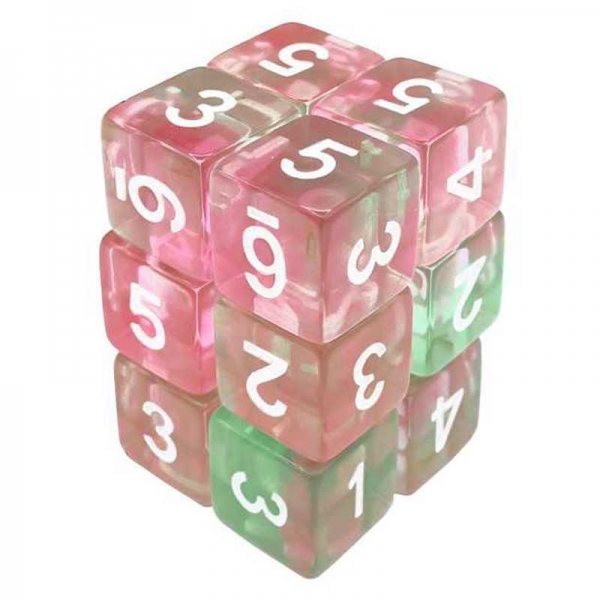Green Stuff World: 12x D6 16mm Dice - Clear Pink