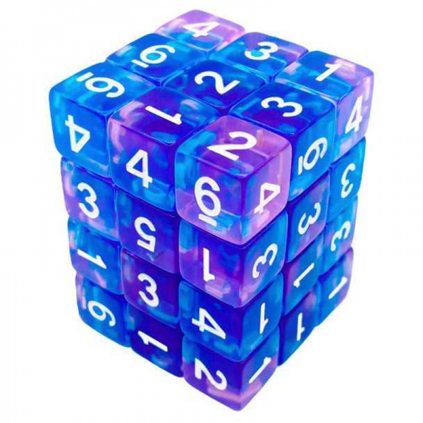 Green Stuff World: 36x D6 12mm Dice - Light Blue - Purple