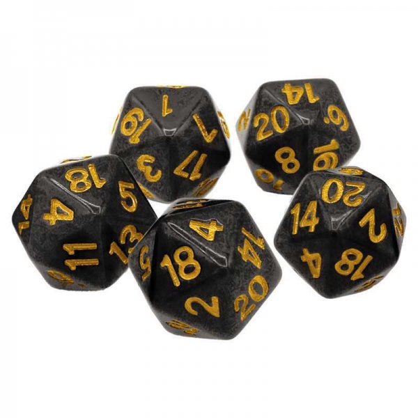 Green Stuff World: 5x D20 20mm Dice - Black