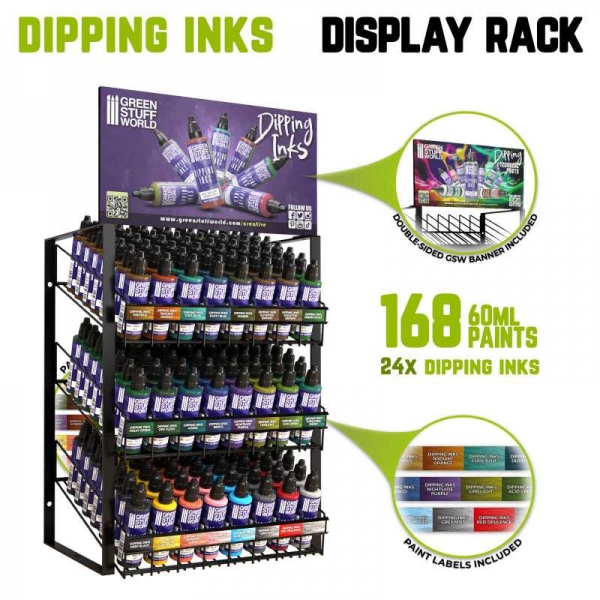 Green Stuff World: GSW METAL display stand with 60ml bottles with banner