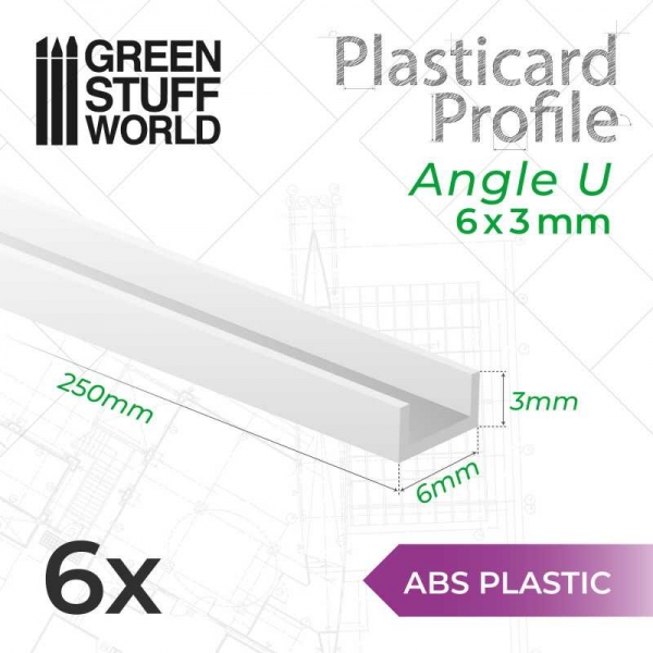 Green Stuff World: ABS Plasticard U-profile - 6x3mm