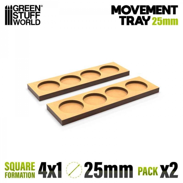 Green Stuff World: MDF Movement Trays 25mm 4x1 - Skirmish Lines