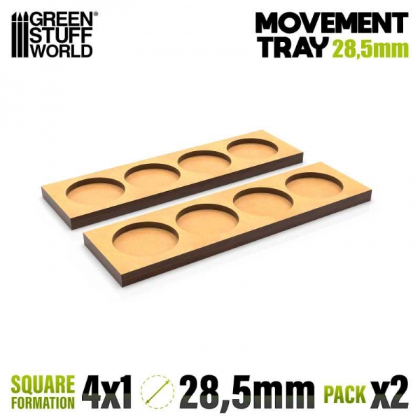 Green Stuff World: MDF Movement Trays 28.5mm 4x1 - Skirmish Lines