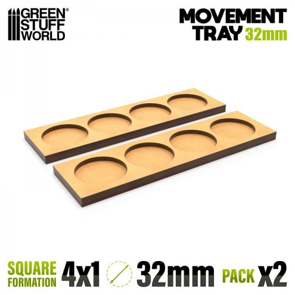 Green Stuff World: MDF Movement Trays 32mm 4x1 - Skirmish Lines