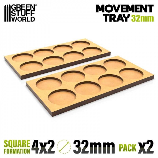 Green Stuff World: MDF Movement Trays 32mm 4x2 - Skirmish Lines