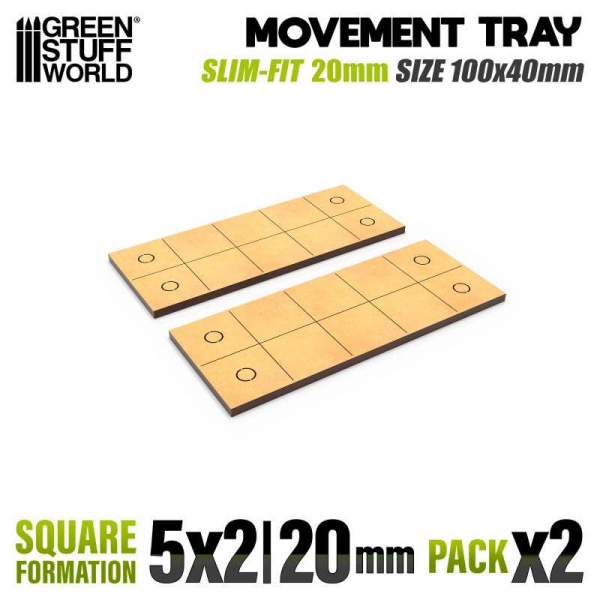 Green Stuff World: MDF Movement Trays - Slimfit Square 100x40mm