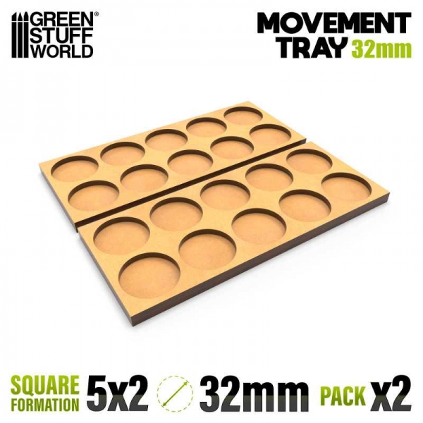 Green Stuff World: MDF Movement Trays 32mm 5x2 - Skirmish Lines