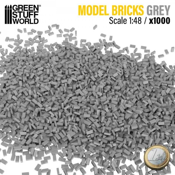 Green Stuff World: Miniature Bricks - Grey x1000 1:48