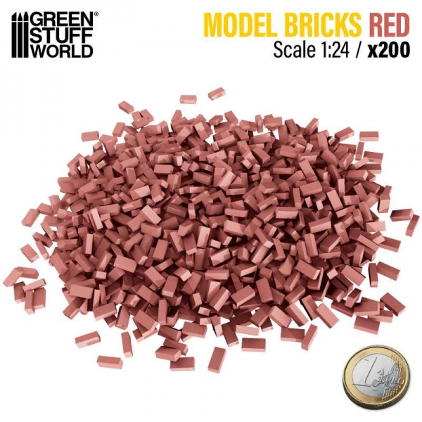 Green Stuff World: Miniature Bricks - Red x200 1:24