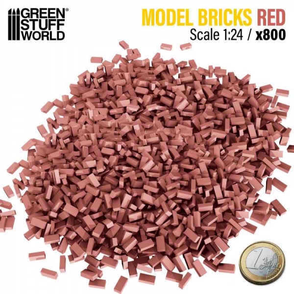 Green Stuff World: Miniature Bricks - Red x800 1:24
