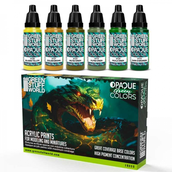Green Stuff World: Opaque Paint Set - Green Colours
