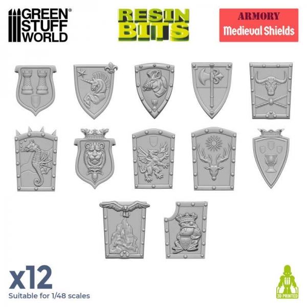 Green Stuff World: Old World Medieval Shields 1:48