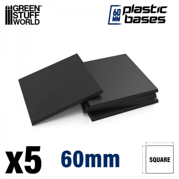 Green Stuff World: Black Plastic Bases - Square 60 mm