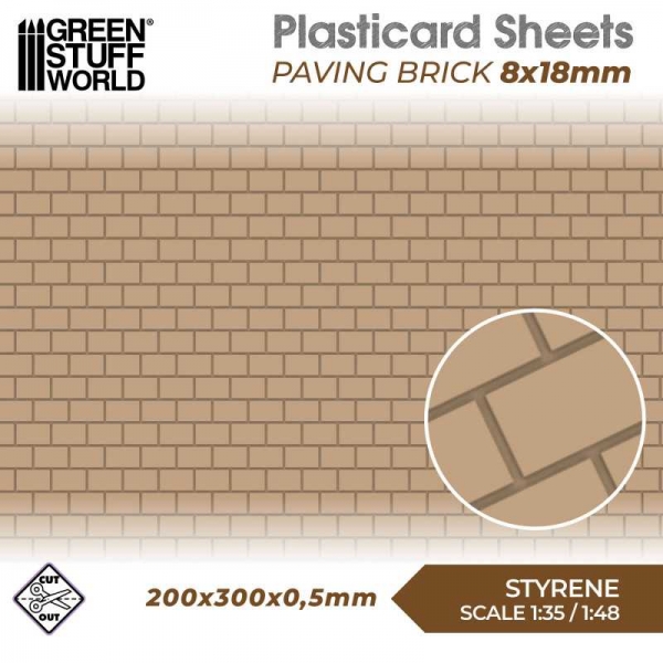 Green Stuff World: Plasticard - Paving Brick 8x18mm