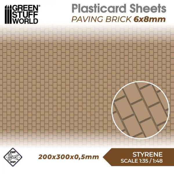 Green Stuff World: Plasticard - Paving Brick 6x8mm