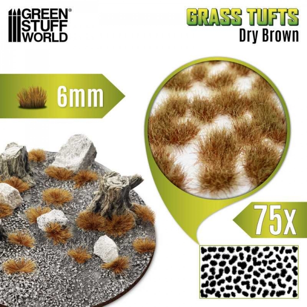 Green Stuff World: Static Grass Tufts 6 mm - Dry Brown