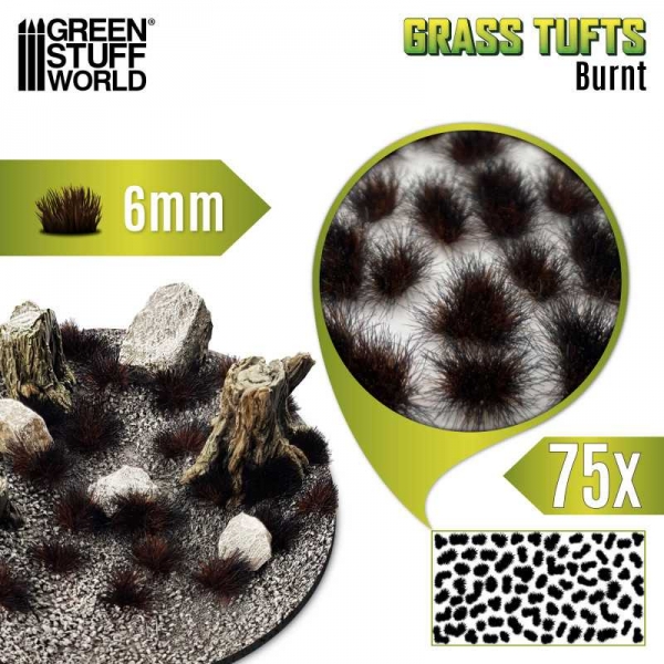 Green Stuff World: Static Grass Tufts 6 mm - Burnt Brown
