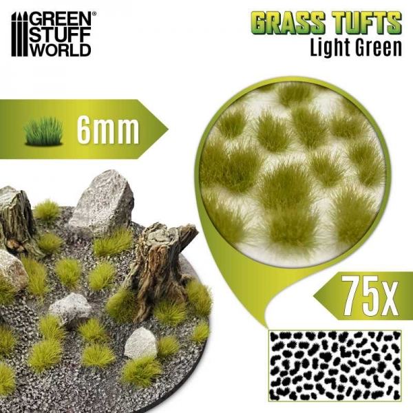 Green Stuff World: Static Grass Tufts 6 mm - Light Green