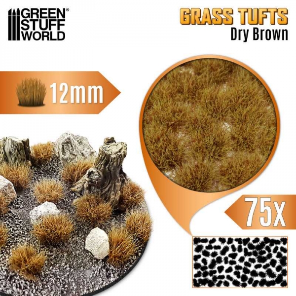 Green Stuff World: Static Grass Tufts 12 mm - Dry Brown