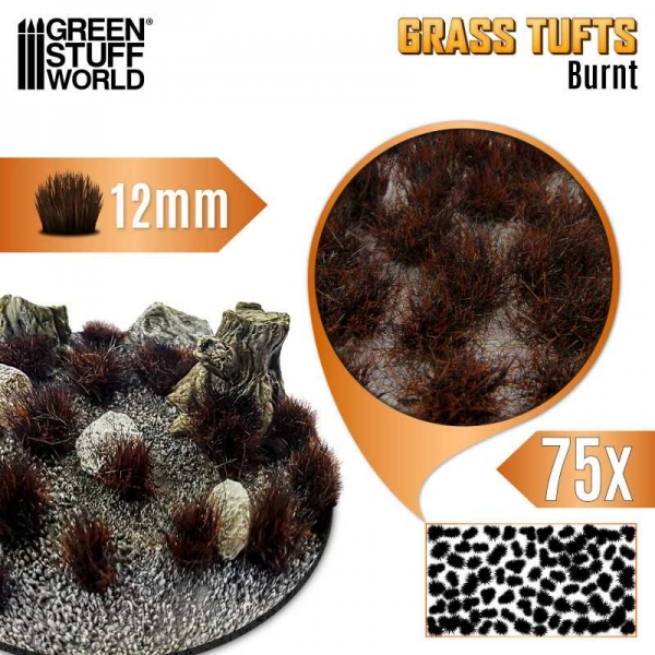 Green Stuff World: Static Grass Tufts 12 mm - Burnt Brown
