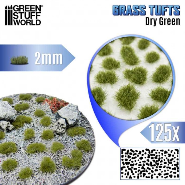 Green Stuff World: Static Grass Tufts 2 mm - Dry Green