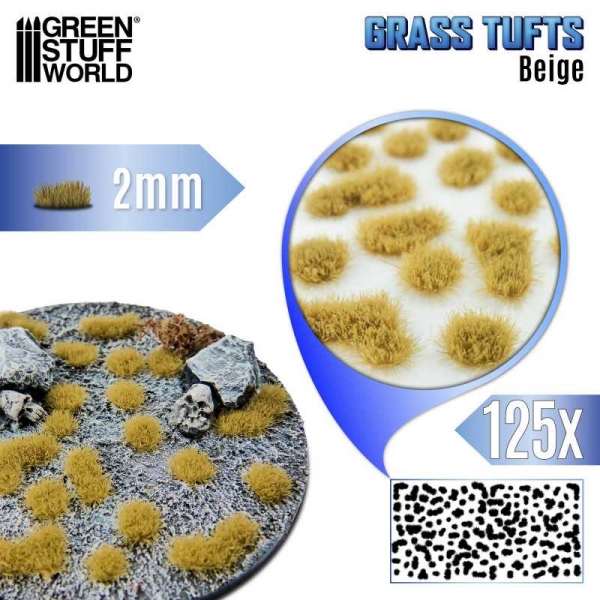 Green Stuff World: Static Grass Tufts 2 mm - Beige