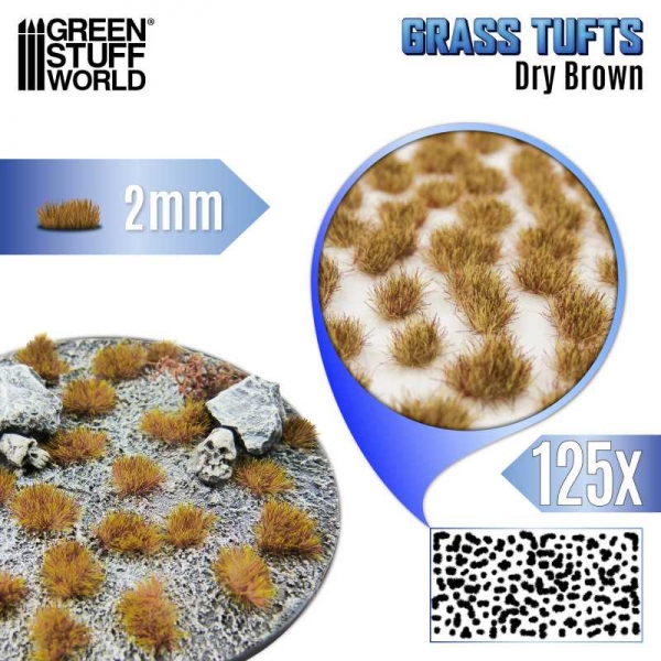 Green Stuff World: Static Grass Tufts 2 mm - Dry Brown