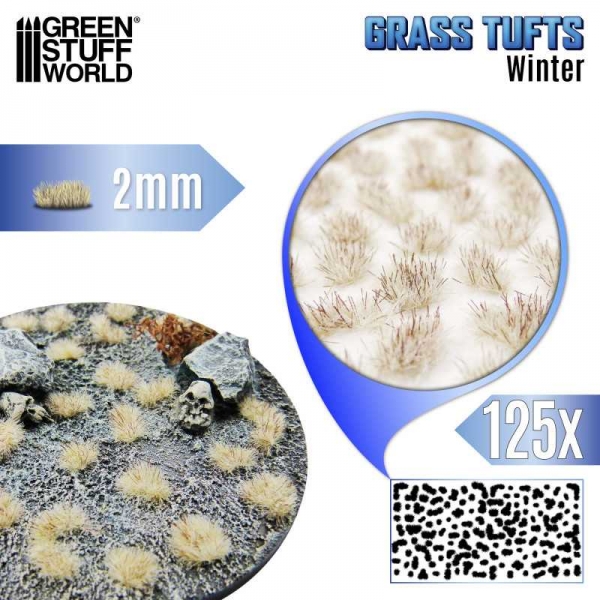 Green Stuff World: Static Grass Tufts 2 mm - Winter White