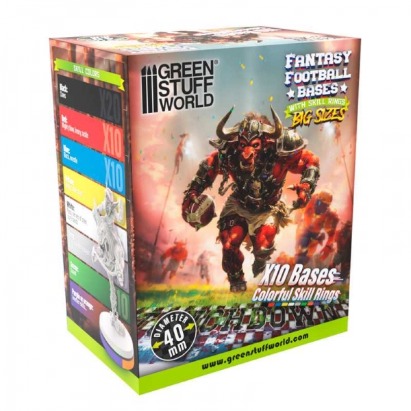 Green Stuff World: Compatible Blood Bowl Bases 40mm with Skill Rings